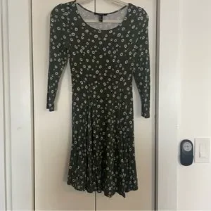 Forever 21 | Dresses | Forever 2 Olive Green Daisy Laceup Back Mini Dress  Long Sleeves Size Medium | Poshmark